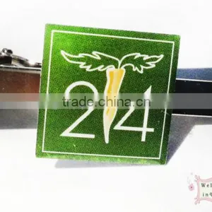 Custom Metal Lapel Pin Tie Clip 214 Offset Printing Green thumbnail-1