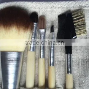 5pcs Synthetic Hair Wood Handle Travelling Makeup Brush Set thumbnail-2