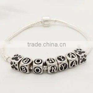 DIY Handmade Cube Letter Alphabet Custom Leather Bracelet thumbnail-6