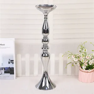 Luxury Silver Metal Flower Vase Set Candles Holder for Table Wedding Dinning and Party thumbnail-3
