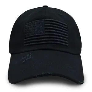 14 Years Certified Hat Manufacturer Custom Hats Embroidery Low MOQ Red 3D Puff Flag Patriotic Dad Hat thumbnail-4