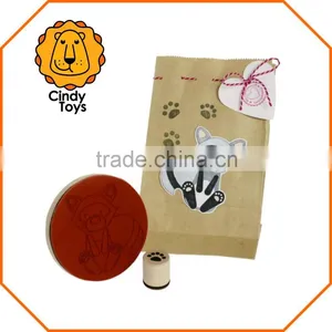 Wooden Rubber Stamps Fox and Raccoon With Tracks 4 Pcs for Kids thumbnail-2