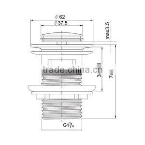 Watermark High Quality Basin Wash Accessories With Overflow Brass Waste Pop Up Click Clack (K80) thumbnail-2