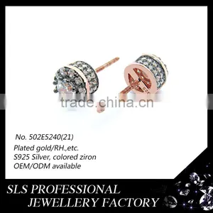 2016 Fashion 925 Sterling Silver Black Claw Rose Gold Plated Stud Earrings Jewelry thumbnail-2
