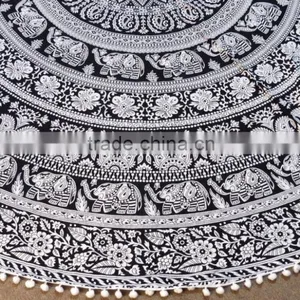 Mandala Beach Towel, Cotton Roundie Beach Towels Round Towels With Tassels thumbnail-3
