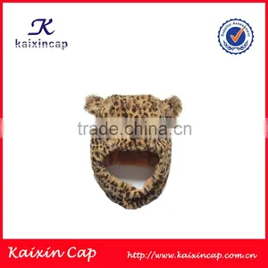 Customized Winter Fashion Leopard Print Cartoon Knitted Beanie Hat With Ears thumbnail-1