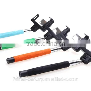 2015 Wholesale Fashion Fodable Pocket Cable Monopod Bluetooth Selfie Stick With Mirror thumbnail-1