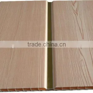 Trinidad Pvc Ceiling & Wall Panel, Wooden Color With Gold Strip, Middle Groove Model G211 thumbnail-1
