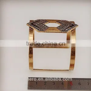 Retro Punk Style Cuff Bangles Gold Plated Geometry Hollow Bracelet Charm Jewelry thumbnail-2