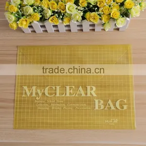 Hot Stationery A4 Clear Plastic File Folder Button Bag thumbnail-3