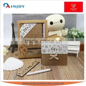 WOOD COVER NOTE BOOK WITH REIN PEN thumbnail-1