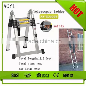YK EN131 12 Steps Nonslip Flexible Strong Beauty Aluminum TelescopiIng Ladder thumbnail-1