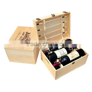 Cheap Price Custom 6 Bottle Logo Printed Pine Wood Wine Gift Box thumbnail-2