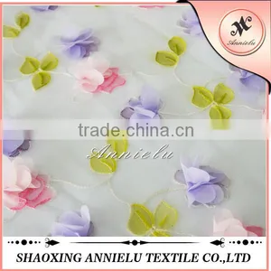 Fancy Two Color Chiffon Flower in Embroidered Organza Fabric thumbnail-1