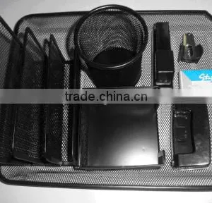 Metal Office Desk Organizer Wire Mesh Document Tray Set thumbnail-1