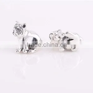 925 Sterling Silver Charm Beads Bracelet Bulldog Charm thumbnail-3