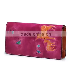 Fashion Trendy Pretty Women Rose Red Leather Zipper Clutch Wallets With Card Slots thumbnail-3