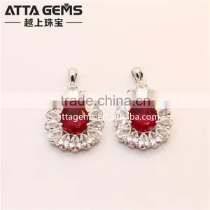 Beautiful Synthetic Ruby Sapphire 925 Silver Pendant for Girl thumbnail-2