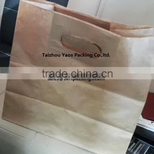 Patched Handle Take Away Brown Paper Bag for Food thumbnail-1