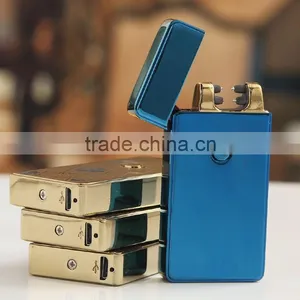 Factory Price OEM Logo Welcome Rechargeable USB Double Arc Lighter Black Rainbow thumbnail-1