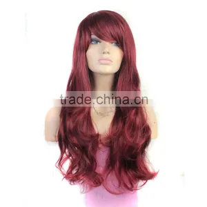 Red Long Curly Heat Resistant Fiber Wig Big Wave Style thumbnail-1