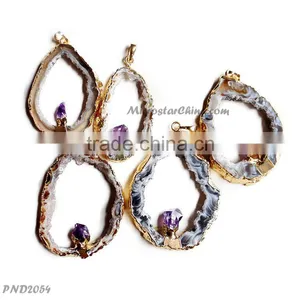 2015 Good Quality Fade Purple Color Drusy Pendant thumbnail-5