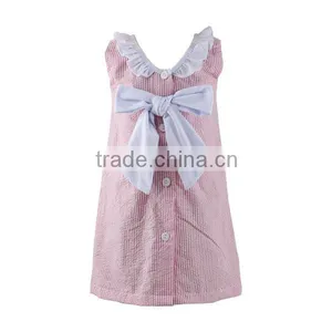 2016 Kaiyo Wholesale Children Lace Ruffle Dress Decorate With Bowknot Oem Service Princess Seersucker Dress Home Dress thumbnail-3