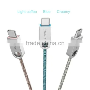 ROCK Cobblestone Type C Round Cable for Huawei Xiaomi Meizu 2.0A Type C to USB Charging Nylon Metal Cables thumbnail-3