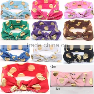Flashing Gold Polka-dots Bow Headband- Hair Bow Headwrap-stretchy Knotted Headwraps thumbnail-1