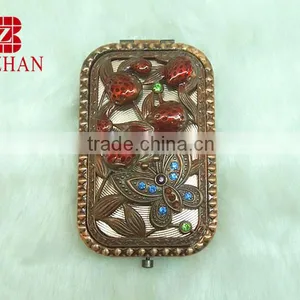 Butterfly Rhinestone Makeup Mirror/red Bronze Pocket Mirror/butterfly Rhinestone Cosmetic Mirror thumbnail-1