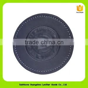 16016 Eco-friendly Leather Black Round Shape Leather/PU Drink Coaster thumbnail-3