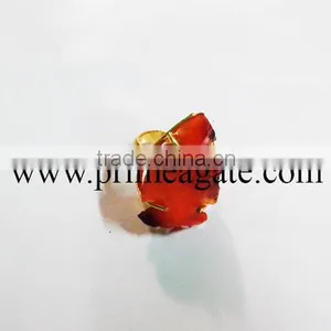 Red Cornelian Electroplated Ajustable Arrowhead Finger Rings thumbnail-1