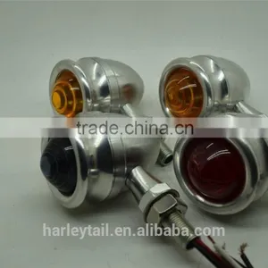 2x Chrome Retro Motorcycle Turn Signals Bullet Blinker Amber Indicator Light New thumbnail-2