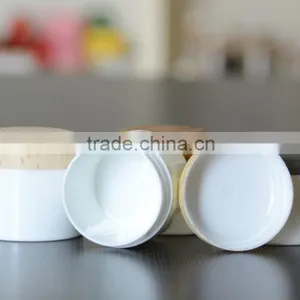 White Color PP Jar Cream Jar With Bamboo Cap 50g 100g Cosmetic Jar With Wood Cap thumbnail-3