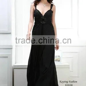 Glamorous Spaghetti Strap V-neck Ruffle Heavy Beaded Evening Dresses thumbnail-1