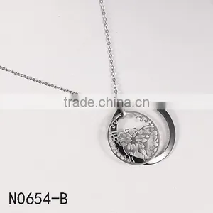 European Latest Model Fashion Butterfly Black Circle Necklace Jewelry for Female thumbnail-1