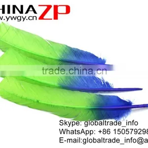 ZPDECOR Natural Feather Dyed Blue Green Ombre Bicolourable Turkey Feathers for Party Decoration thumbnail-3