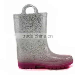 New Fashion Bling Bling Cute PVC Transparent Cheap Rain Boots for Kids thumbnail-2