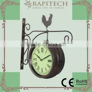 Dual Face Rooster Decorative Outdoor Metal Garden Clock thumbnail-2