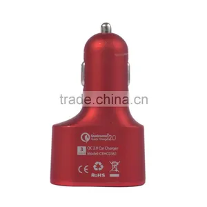 for Iphone 6 6s,Samsung,LG,Blackberry Use Travel Charger,3 Port USB Quick Charge 2.0 Car Charger,black/gold/red thumbnail-5
