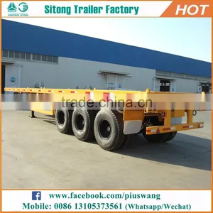 Inexpensive 20ft 40ft Flat Bed Semi-trailer High Quality Semi Tractor Trailer thumbnail-3