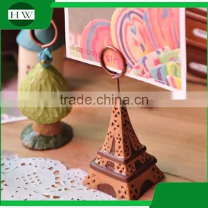 Cheap Mini Resin Cartoon Antique Tower Clock Photo Name Business Card Holder thumbnail-3