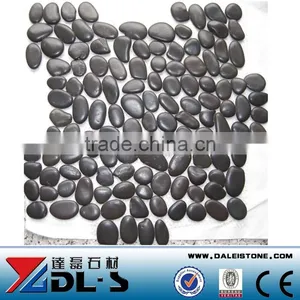 Natural Black River Pebbles Stone Mosaic Paver thumbnail-1