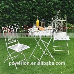 White Bistro Set With Foldable Table and Chairs thumbnail-2