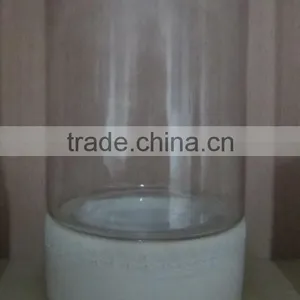 Natural Stone Candle Holder With Clear Glass thumbnail-1