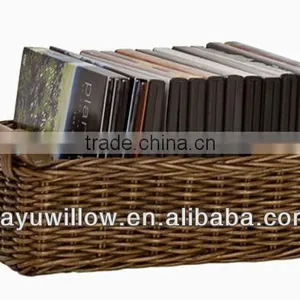 Hotsale Light Willow Magazine Baskets With Wood Handle for Storing Books thumbnail-1