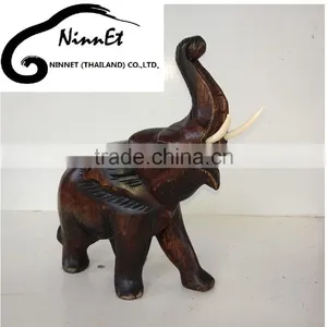 Wood Carved Elephant From Thailand thumbnail-1