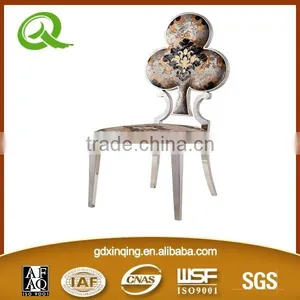 B355 Classic Design Stainless Steel Frame Flower Fabric Velvet Dining Chairs thumbnail-1