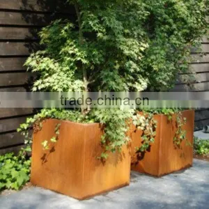 FO-9C04 Square Type Cheap Corten Steel Planter for Garden Decor thumbnail-1