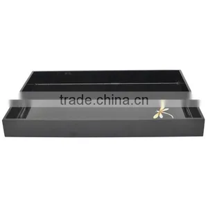 High Quality Best Selling Black Lacquered Dragonfly Designed Serving Rectangle Tray thumbnail-1